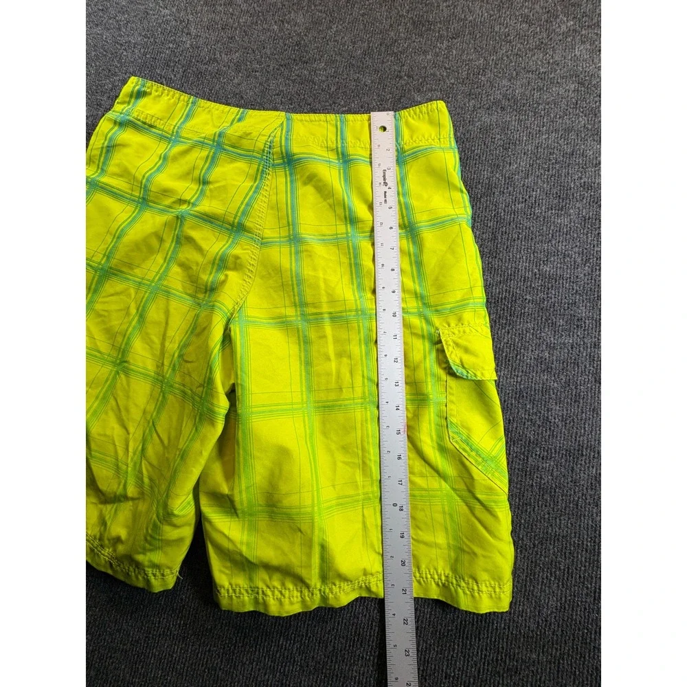 Hurley Texas Tech Red Raiders Board Shorts Mens 33 Neon Lime Green Plaid Cargo